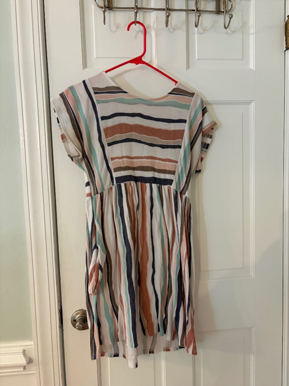 Striped Multicolor Short Sleeve Casual Dress